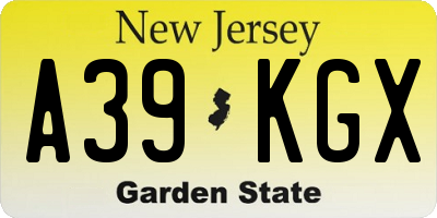 NJ license plate A39KGX