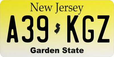 NJ license plate A39KGZ