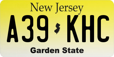 NJ license plate A39KHC