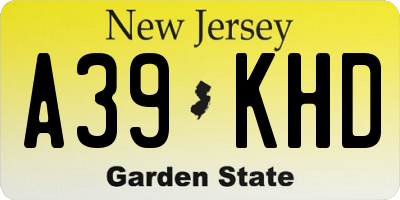 NJ license plate A39KHD