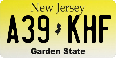 NJ license plate A39KHF