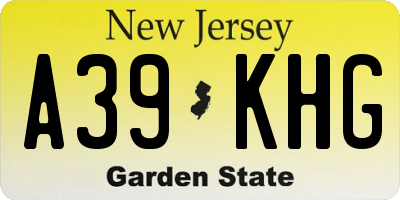 NJ license plate A39KHG