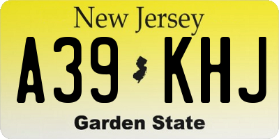 NJ license plate A39KHJ