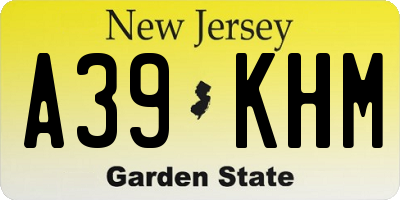 NJ license plate A39KHM