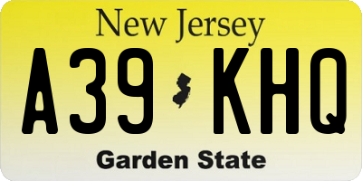 NJ license plate A39KHQ