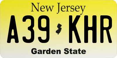 NJ license plate A39KHR