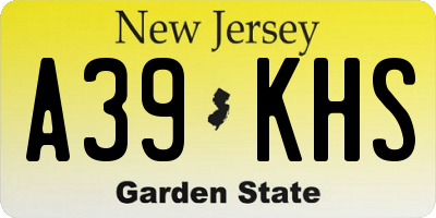 NJ license plate A39KHS