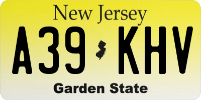 NJ license plate A39KHV