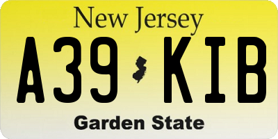 NJ license plate A39KIB