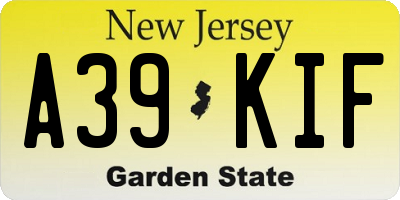 NJ license plate A39KIF