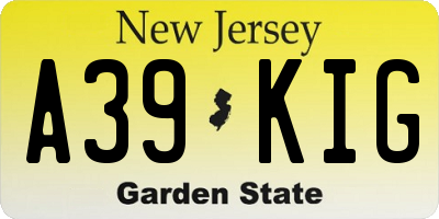 NJ license plate A39KIG