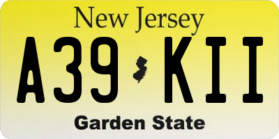 NJ license plate A39KII