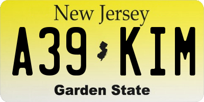 NJ license plate A39KIM