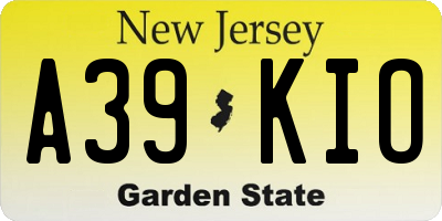 NJ license plate A39KIO