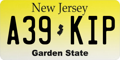 NJ license plate A39KIP