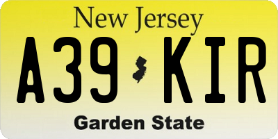NJ license plate A39KIR