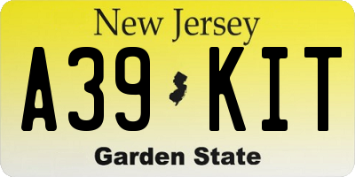 NJ license plate A39KIT