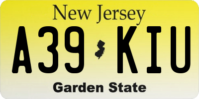 NJ license plate A39KIU