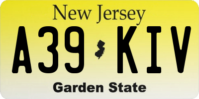 NJ license plate A39KIV