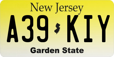NJ license plate A39KIY