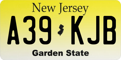 NJ license plate A39KJB
