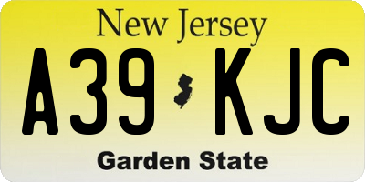 NJ license plate A39KJC