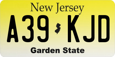 NJ license plate A39KJD