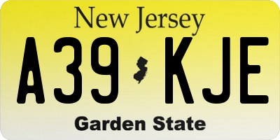NJ license plate A39KJE