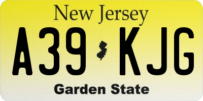 NJ license plate A39KJG