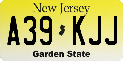 NJ license plate A39KJJ