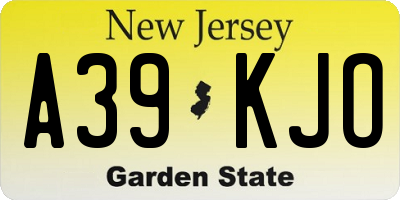 NJ license plate A39KJO