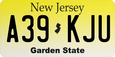 NJ license plate A39KJU