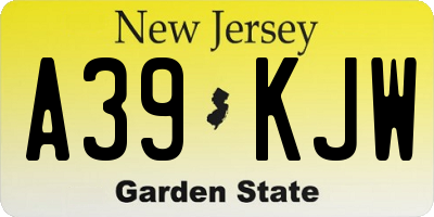 NJ license plate A39KJW