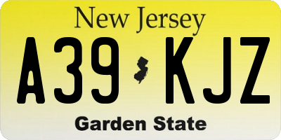 NJ license plate A39KJZ