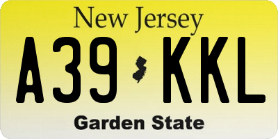 NJ license plate A39KKL
