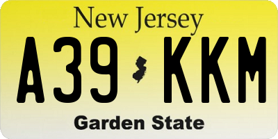 NJ license plate A39KKM