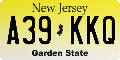 NJ license plate A39KKQ