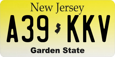 NJ license plate A39KKV