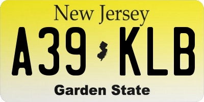 NJ license plate A39KLB