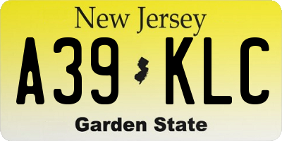 NJ license plate A39KLC