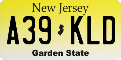NJ license plate A39KLD