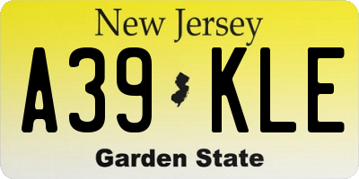 NJ license plate A39KLE