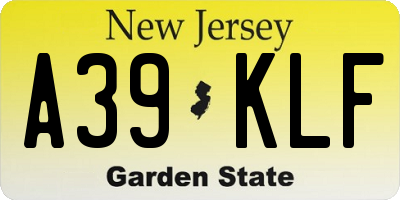 NJ license plate A39KLF