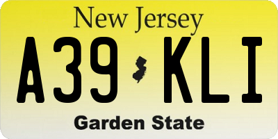 NJ license plate A39KLI