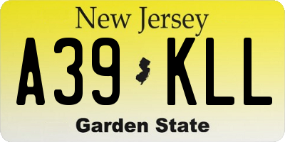 NJ license plate A39KLL