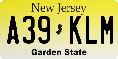NJ license plate A39KLM