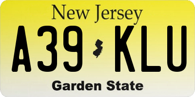 NJ license plate A39KLU