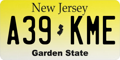 NJ license plate A39KME