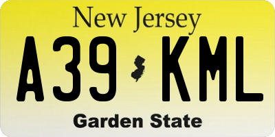 NJ license plate A39KML