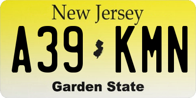 NJ license plate A39KMN